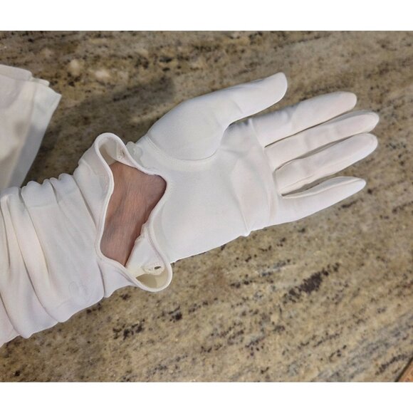 Vintage Womens Size M white Nylon Formal 22" Long Opera Gloves *missing buttons* - Picture 15 of 16